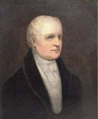 An oil painting of a half-length portrait of a man facing the proper left wearing a black jacke…