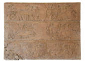 A rectangular block with three registers of chariot riders. 