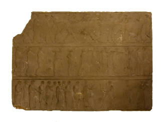 The top register depicts a procession with cows and the bottom two registers show various music…