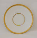 One of nine cups and six saucers from an Old Paris porcelain tableware set in white with gold t…