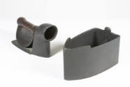 A view of the handle removed from the base as seen from the front. 