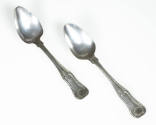 Pair of silver teaspoons in the Kings pattern. 
