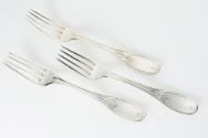 The set of three luncheon forks in the Olive pattern. 