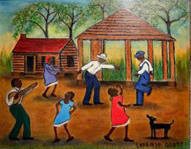 Untitled (A group of African American figures of different ages dancing to a banjo-playing man)