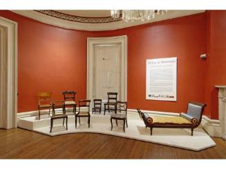 Installation shot of the northwest corner of the Telfair Academy drawing room.