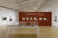 An installation shot of the south wall and the ephemera vitrine. 