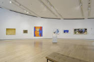 Installation shot of the northeast wall of Complex Uncertainties: Artists in Postwar America, r…