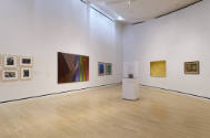 Installation shot of the northwest corner of Complex Uncertainties: Artists in Postwar America,…