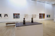 Installation shot of the west wall of Complex Uncertainties: Artists in Postwar America, rotati…