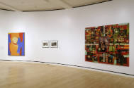 Installation shot of the east wall of Complex Uncertainties: Artists in Postwar America, rotati…