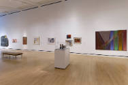 Installation shot of the west wall of Complex Uncertainties: Artists in Postwar America, rotati…