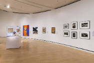 Installation shot of the northeast wall of Complex Uncertainties: Artists in Postwar America, r…