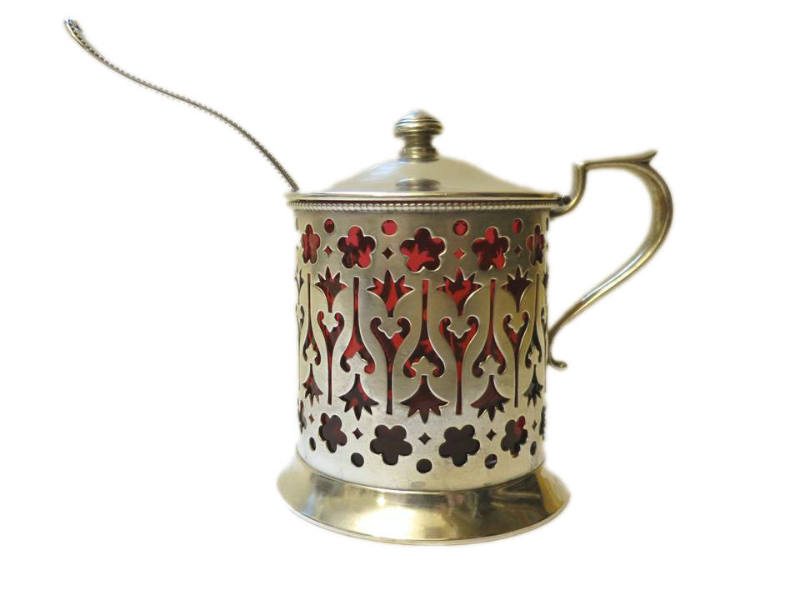 Mustard Pot with Liner and Spoon