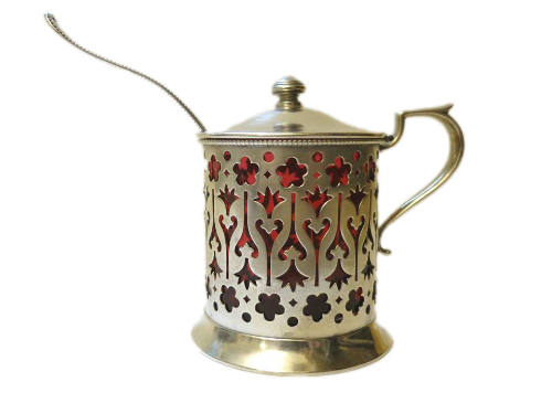 Mustard Pot with Liner and Spoon