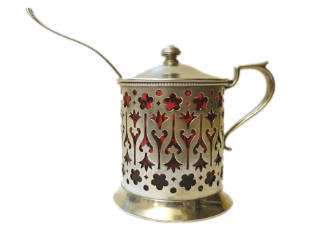 Mustard Pot with Liner and Spoon