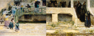 A large diptych painting in which the sequence of life is depicted through the aging of a woman…