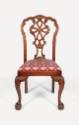 One of a pair of Chippendale-style mahogany side chair with claw and ball feet, front cabriole …