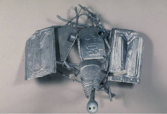A silver assemblage in the shape of an elephant's head.